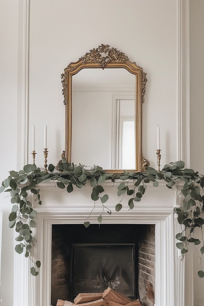 minimalist fall mantel