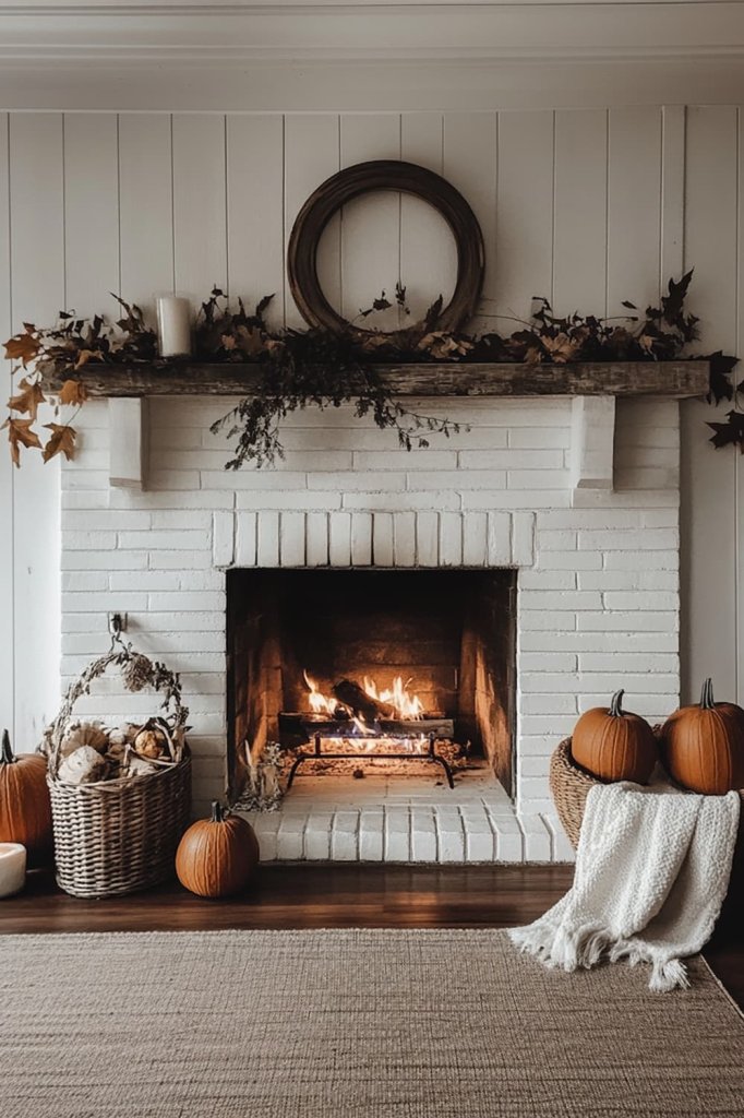 Rustic fall fireplace ideas